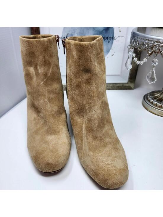 Naturalizer Shoes - Naturalizer Westino Suede Ankle Boots Size 8.5M Block Heel Rose Gold Zip